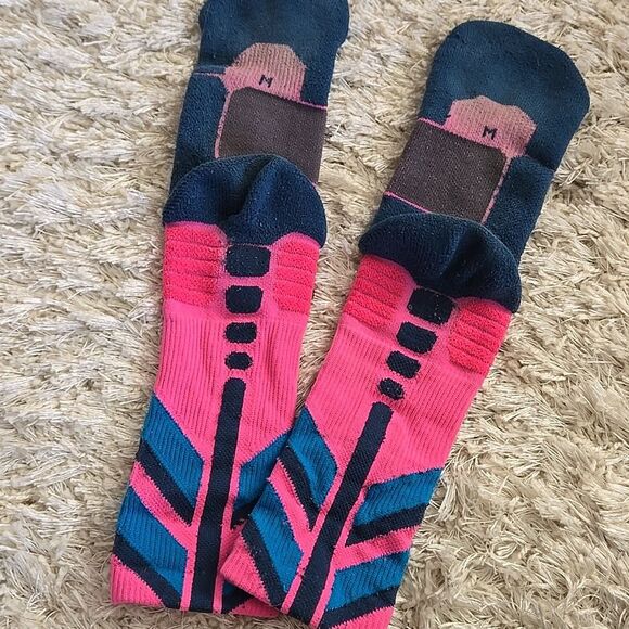 Nike Socks dri-fit high size medium unisex neon Pink grey Blue hyperelite Rare - Picture 9 of 15